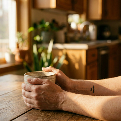 Just Breathe Motivational Temporary Tattoo on inner arm
