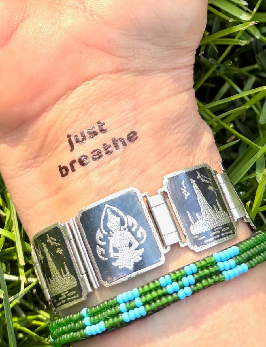 inspirational temporary tattoo - just breathe